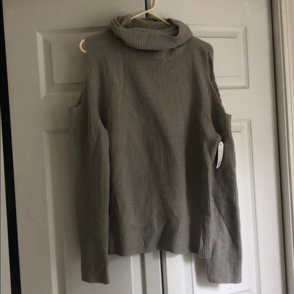 Grey Cold Shoulder Turtleneck